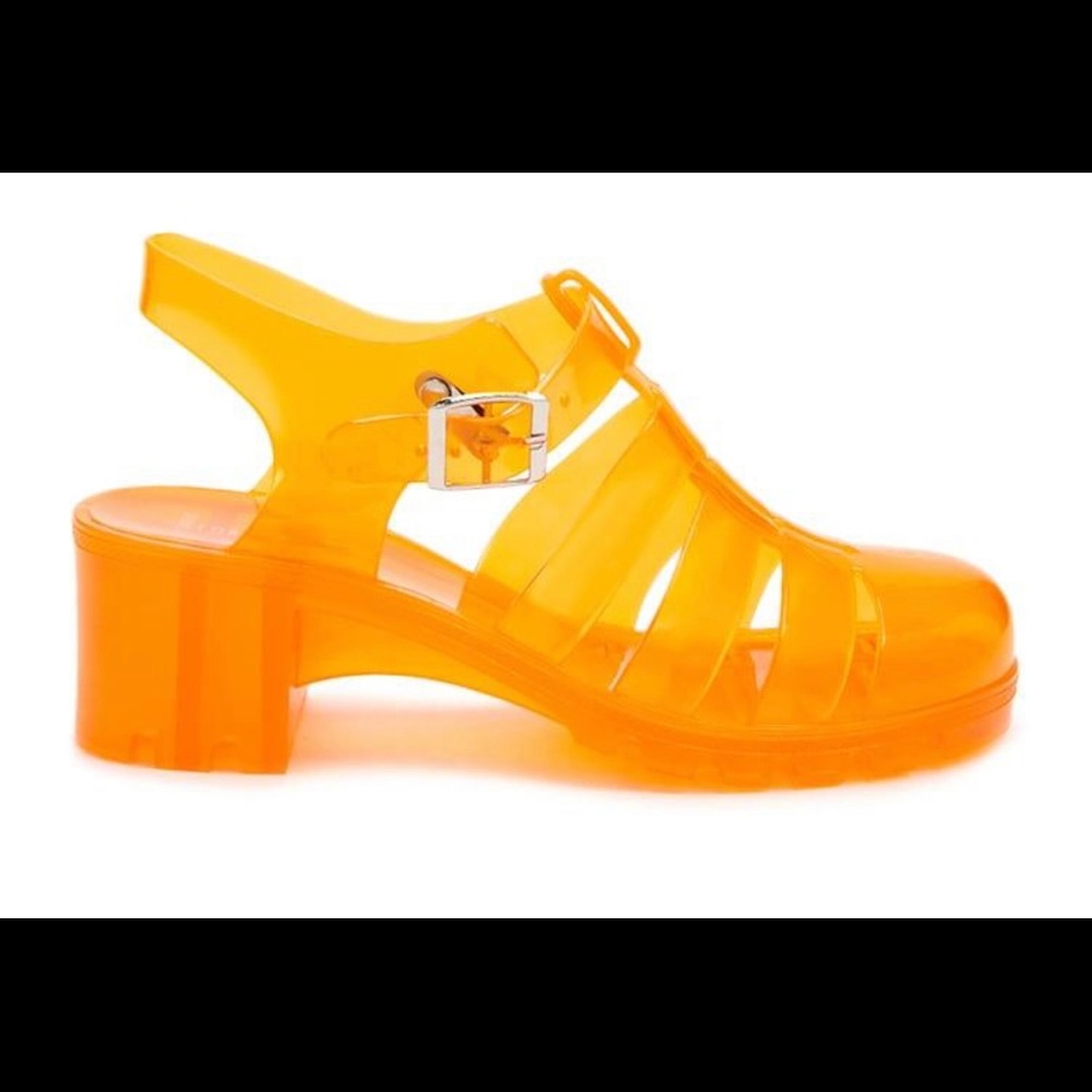 NWOT caged “jelly” pvc sandals